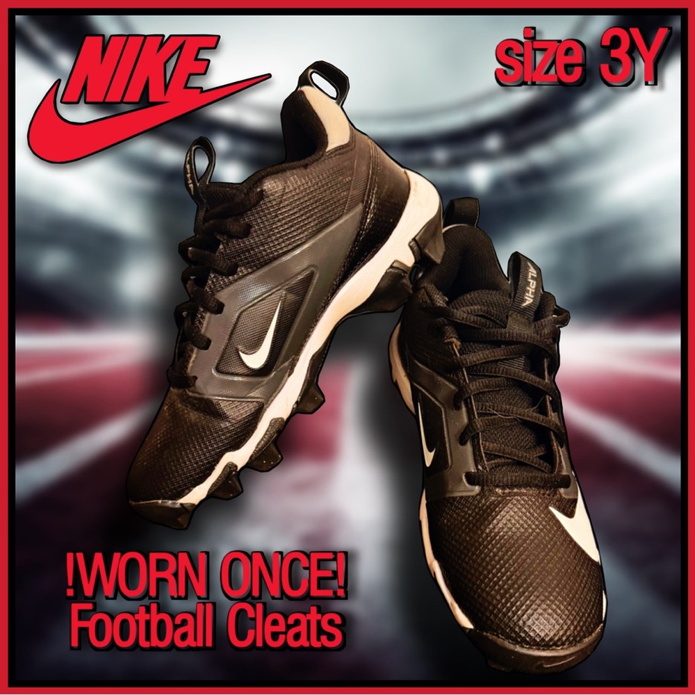 NIKE like new worn once black and white football CLEATS size 3Y